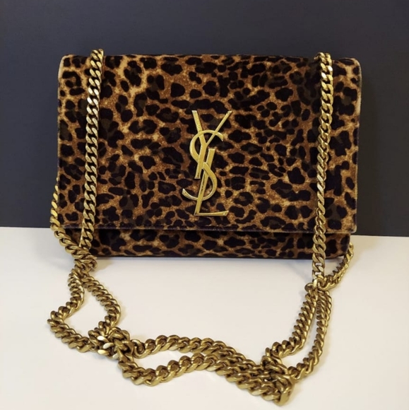 ✨️💎authentic YSL Yves Saint Laurent leopard velvet monogram kate chain - Picture 15 of 16